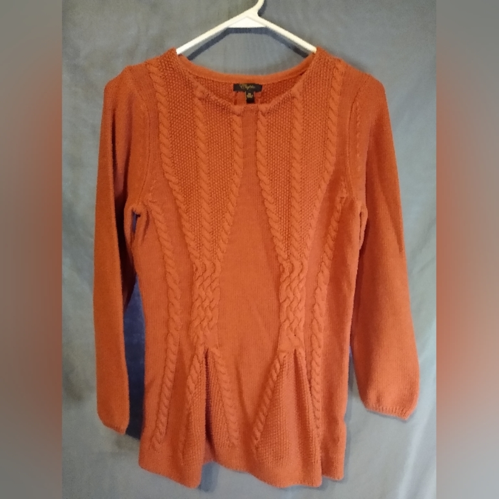 Cupio Rust Orange Cable Knit Sweater